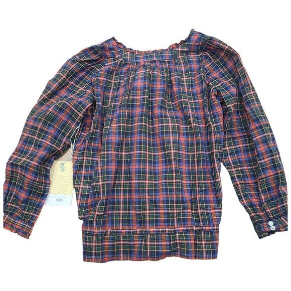 Birds of Paradis Trovata Euince Blouse Top Womens Small Multicolor Plaid Square - Picture 7 of 11